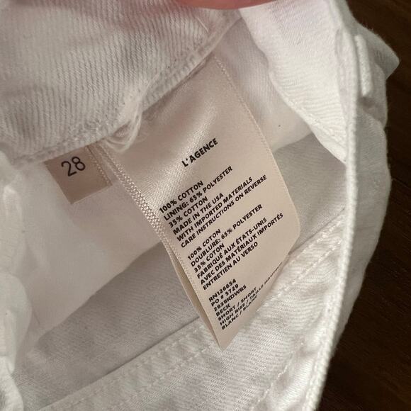 L'Agence Beck White Rhinestone Jeweled Cut-Off Denim Shorts Size 28 - Picture 5 of 6